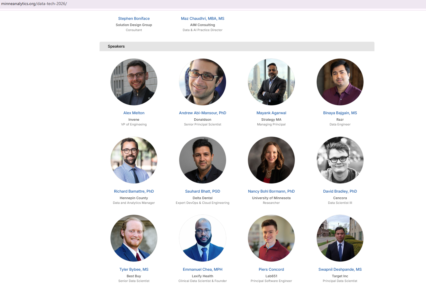 MinneAnalytics Data Tech 2026 speaker lineup